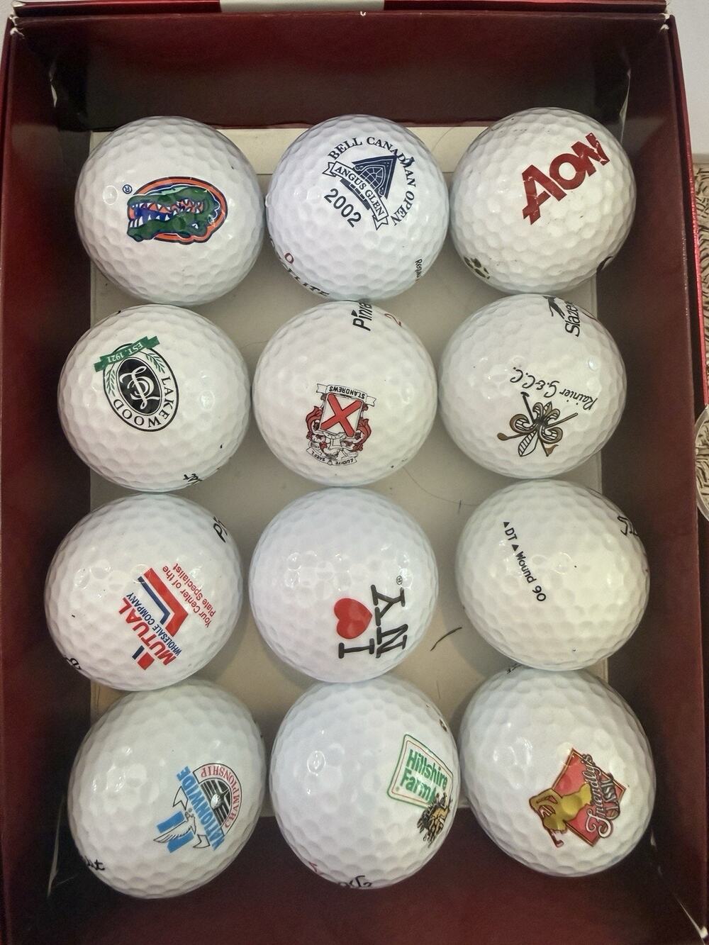 Set of 12 GOLF BALLS LOGO Tournament Invitational Advertising Golfing